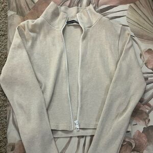 Brandy Melville oatmeal color zip up cardigan